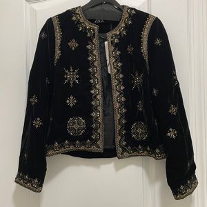 Zara Black and Gold Embellished Jacket